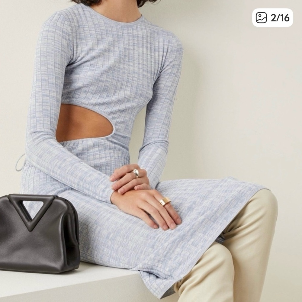 Aya Muse Light Blue Cut out long sleeve dress - Picture 3 of 5